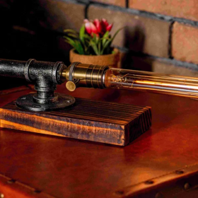 Steampunk Industrial Pipe Table Lamp with Edison Bulb, 15 Inch (Antique Copper or Black Iron) (Finish: Black Iron) Steampunk Industrial Pipe Table Lamp with Edison Bulb, 15 Inch (Antique Copper or Black Iron) (Finish: Black Iron)